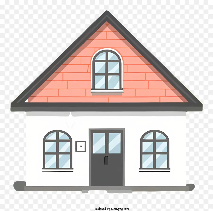 Rumah Dengan Atap Bernada，Jendela Fasad Depan PNG