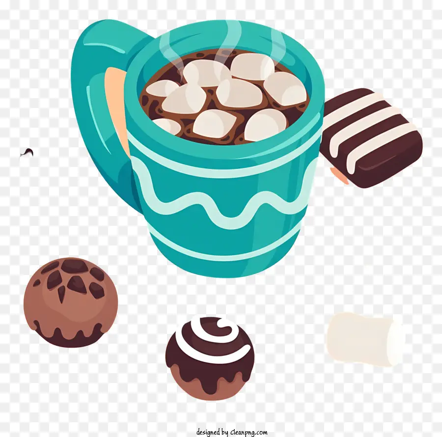 Coklat Panas，Mug Pirus Dengan Marshmallow PNG