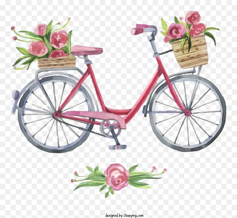 Sepeda Merah，Bunga Merah Muda PNG