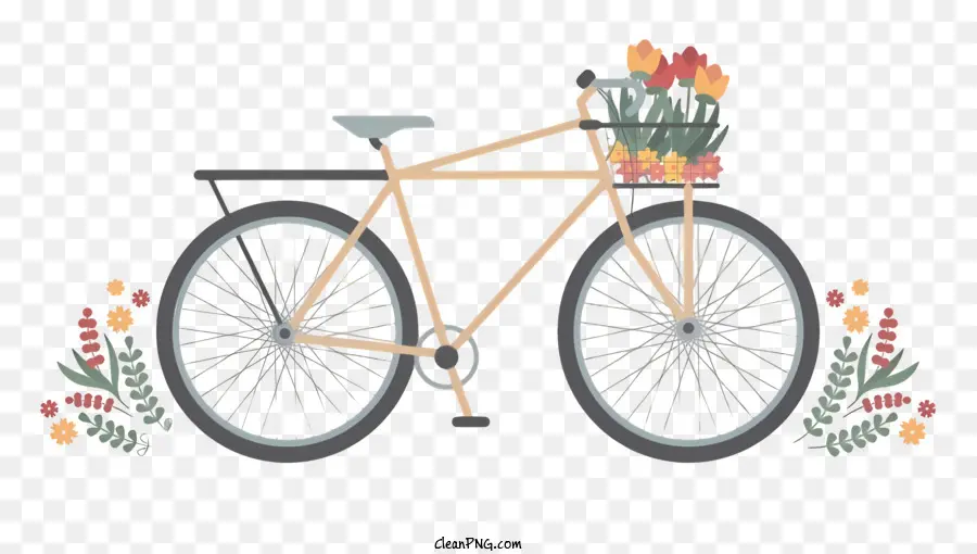 Sepeda Dengan Bunga，Karangan Bunga PNG