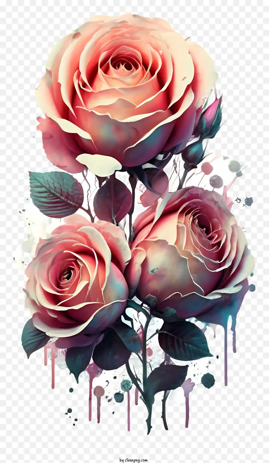 Lukisan Digital，Mawar PNG