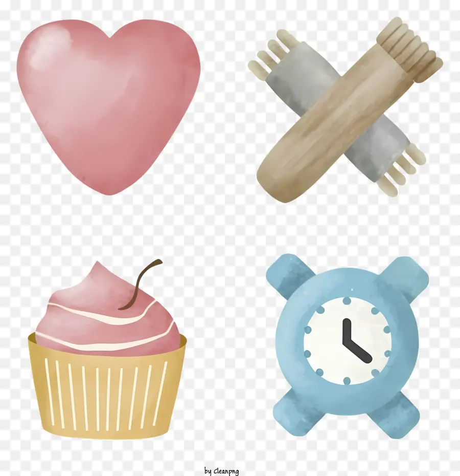 Jam，Hati Dan Cupcake PNG