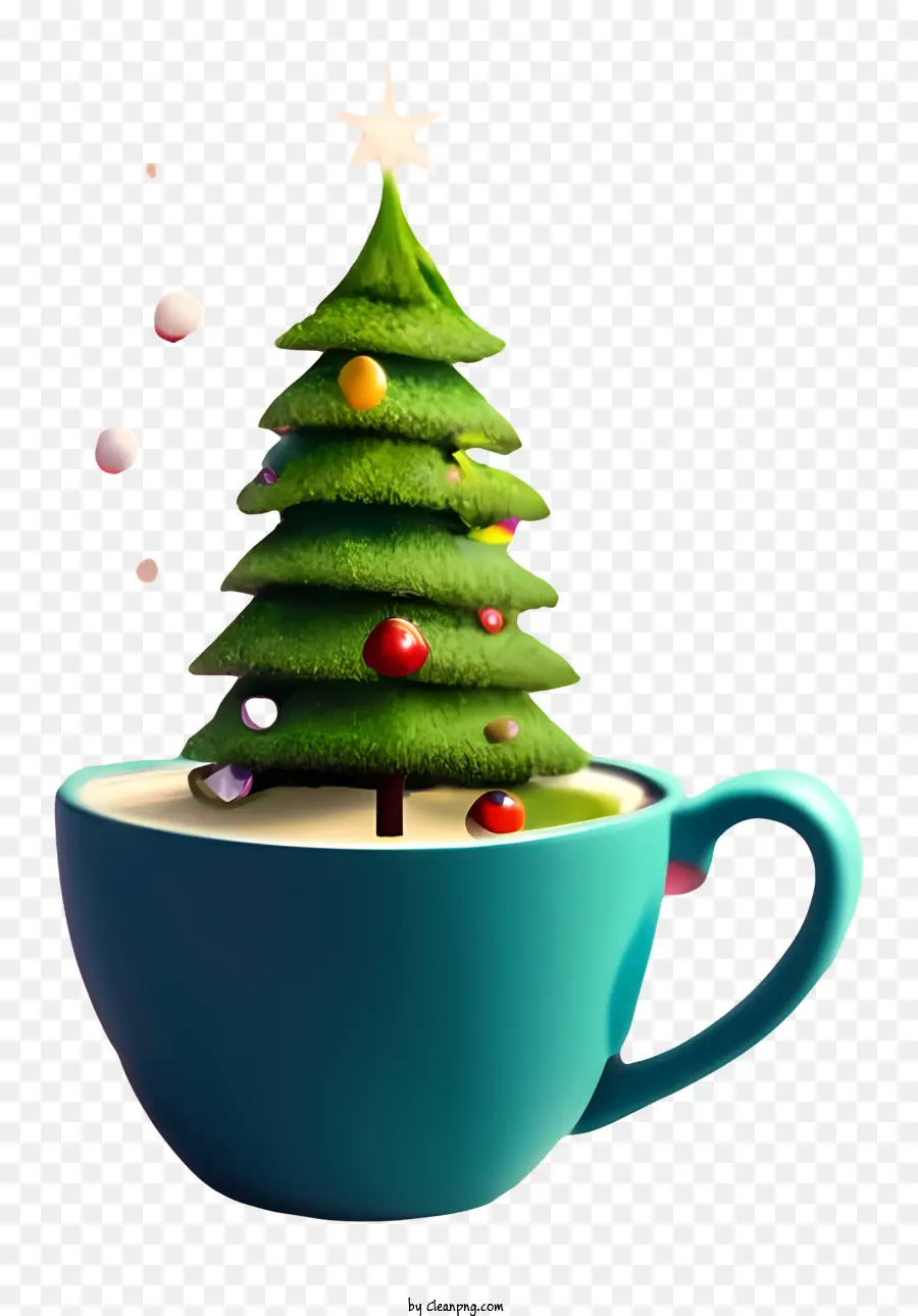 Pohon Natal，Mug Biru PNG