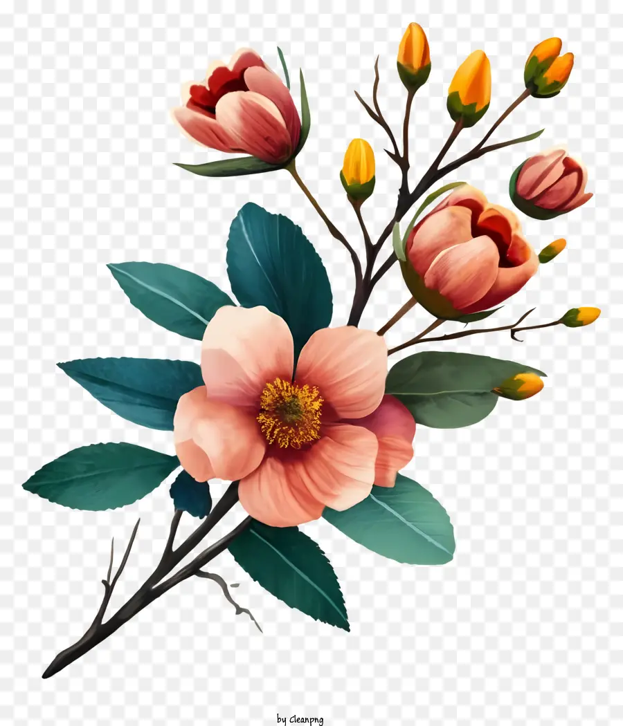 Bunga Merah Muda，Kelopak Putih Kecil PNG