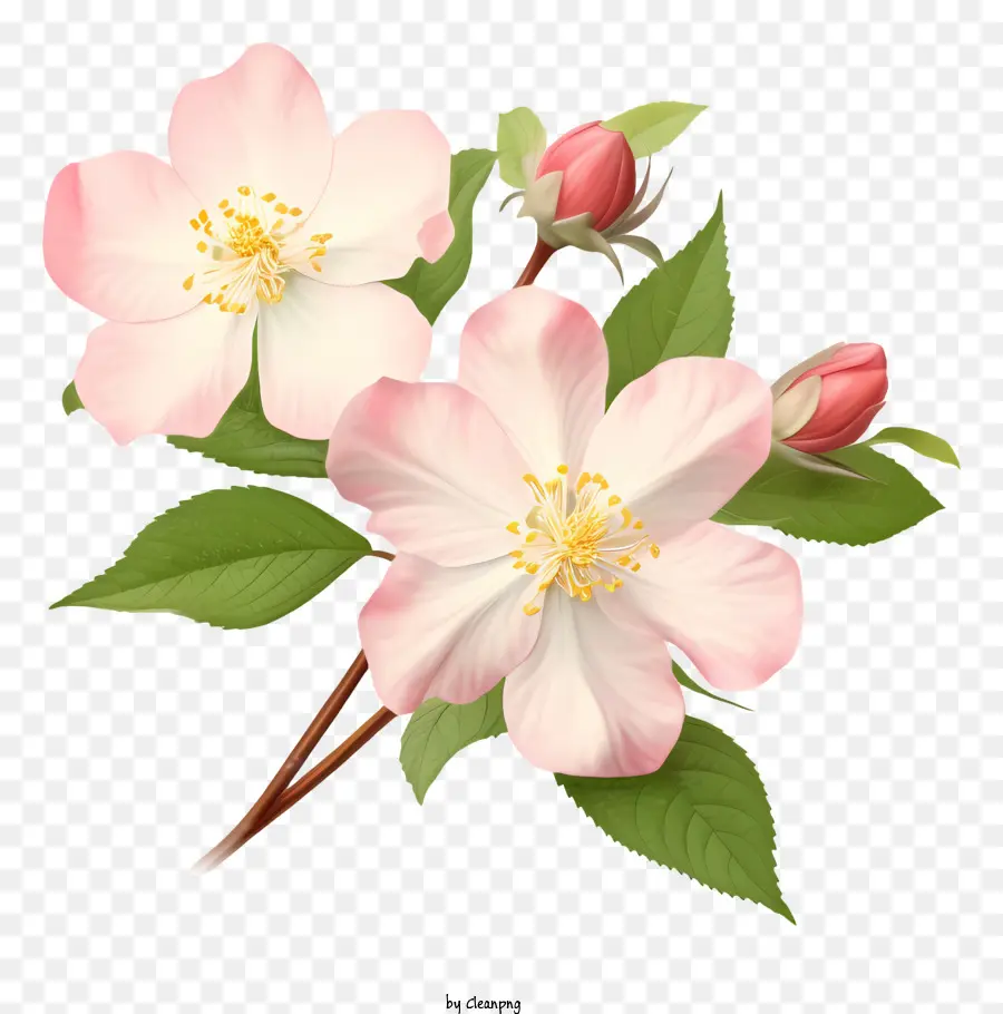Bunga Apple Merah Muda，Cabang Pohon PNG