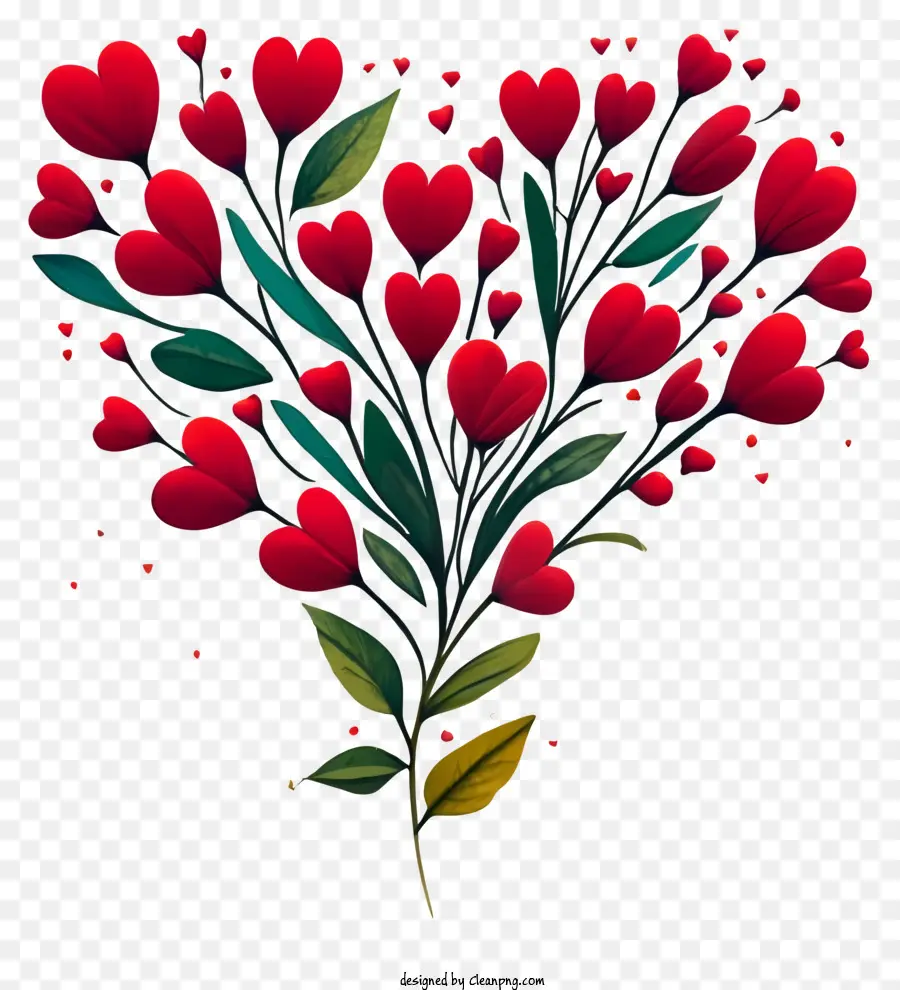 Karangan Bunga，Merah Hati PNG