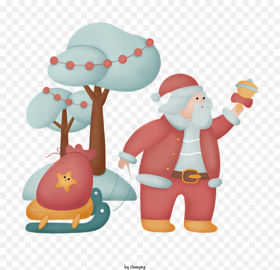 Santa Claus，Pohon Natal PNG