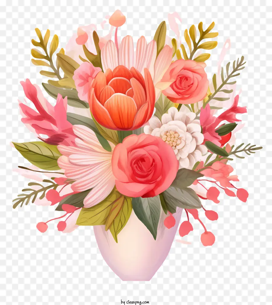 Karangan Bunga，Bunga Merah Muda Dan Putih PNG