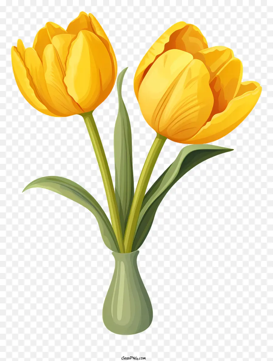 Tulip Kuning，Pengaturan Vas PNG