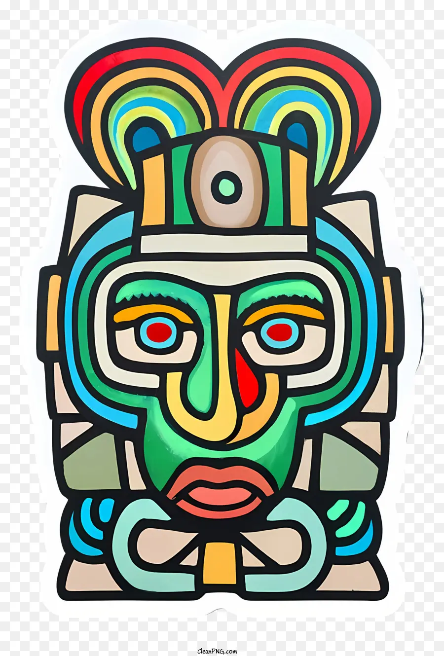 Topeng Berwarna Warni，Topeng Aztec PNG