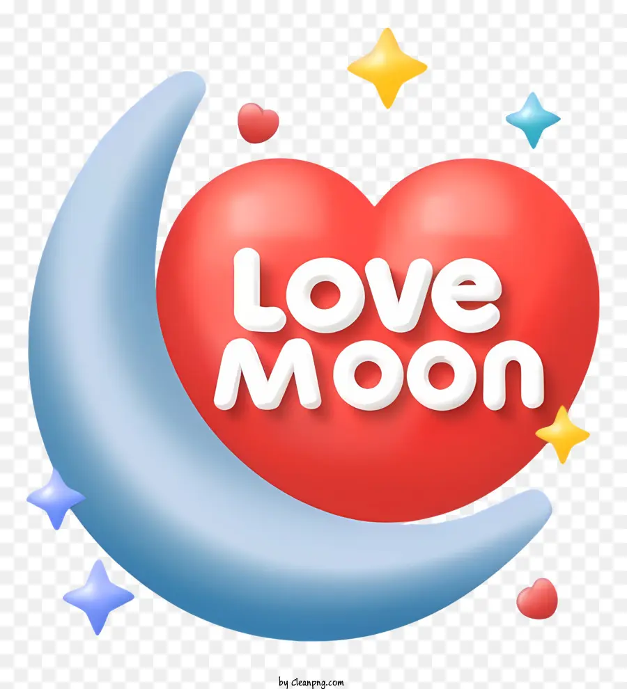 Logo Love Moon，Bulan Purnama Dengan Bintang PNG