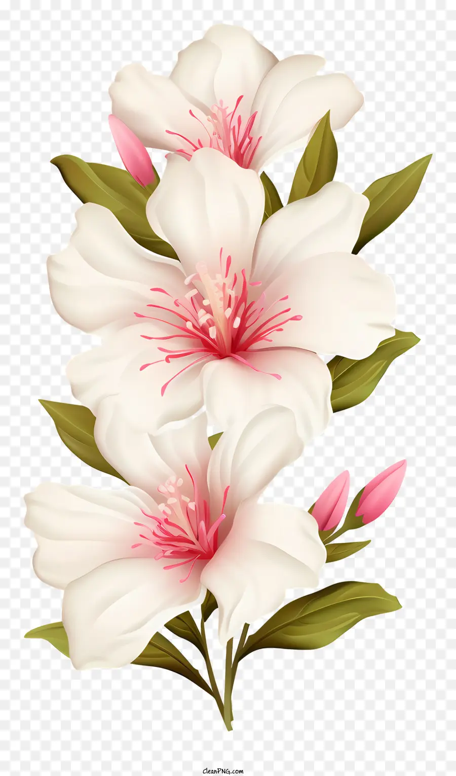 Bunga Putih，Kelopak Merah Muda PNG