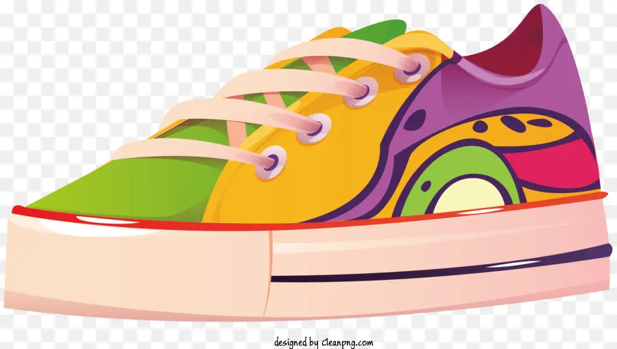 Sepatu Kets Warna Warni，Sepatu Kets Yang Bermotif Cerah PNG