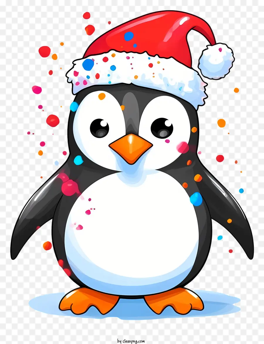 Penguin Kartun，Penguin Dengan Topi Santa PNG