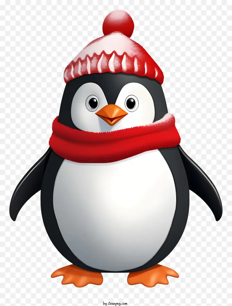 Penguin，Tutup Rajutan Merah PNG