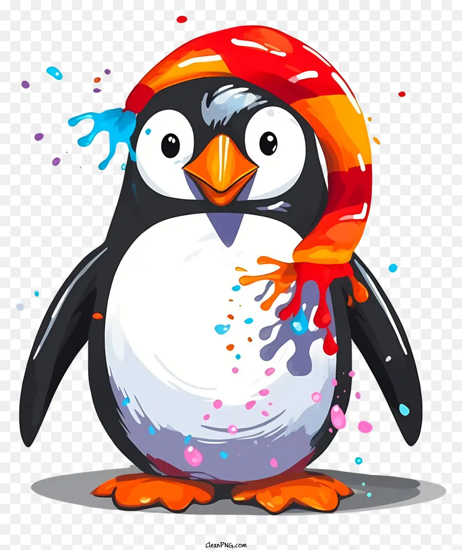 Kartun Penguin，Warna Warni Topi PNG