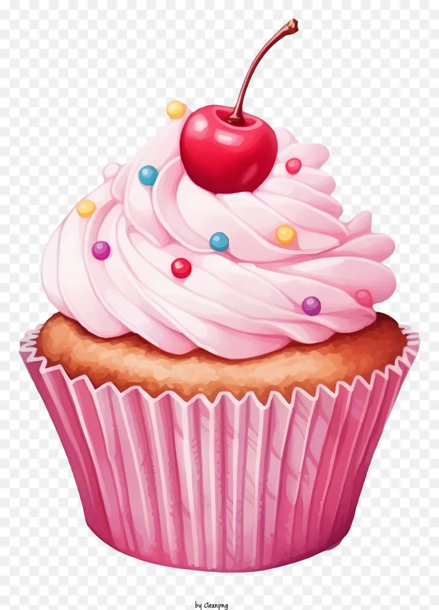 Kata Kunci Cupcake Merah Muda，Cupcake Dengan Ceri PNG