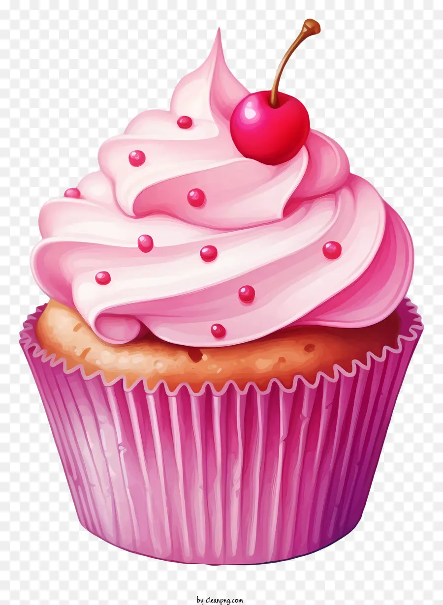 Merah Muda Cupcake，Frosting Krim PNG