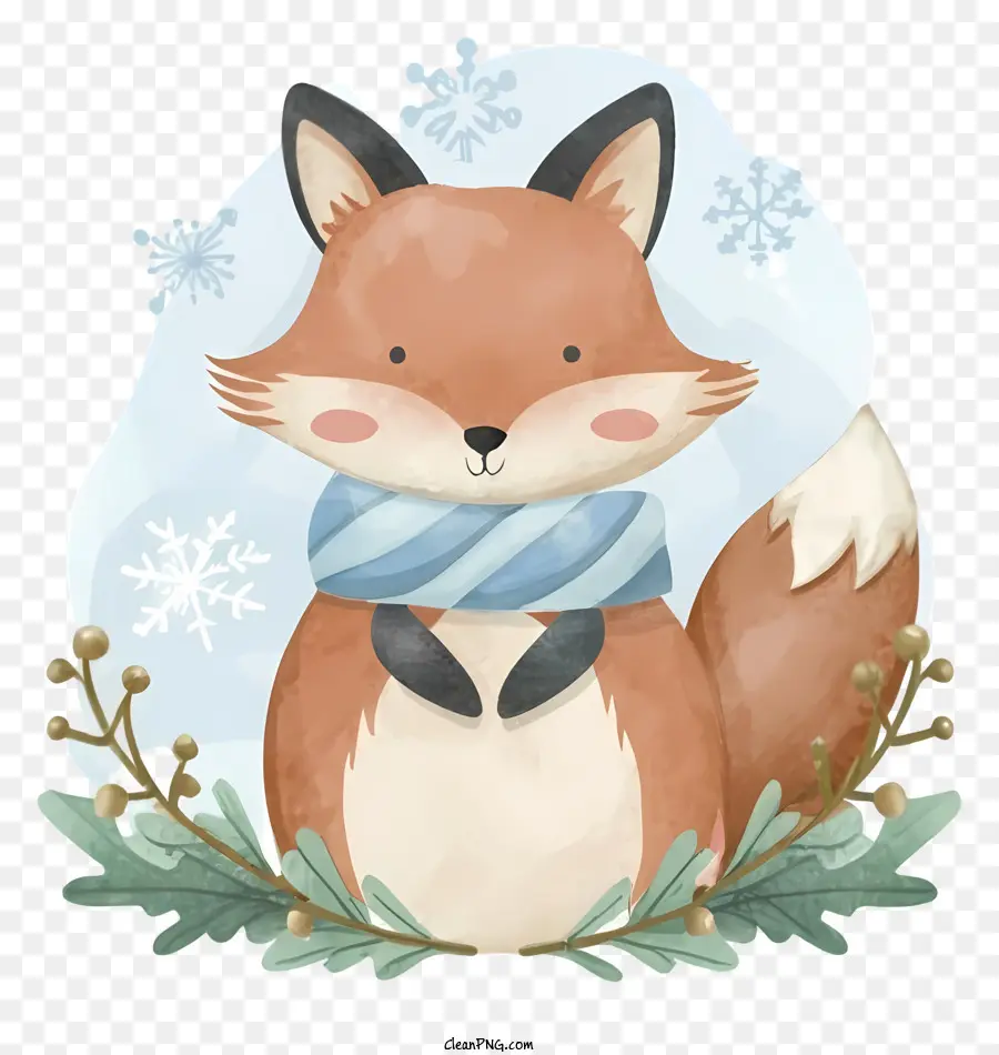 Fox Lucu，Syal Biru PNG