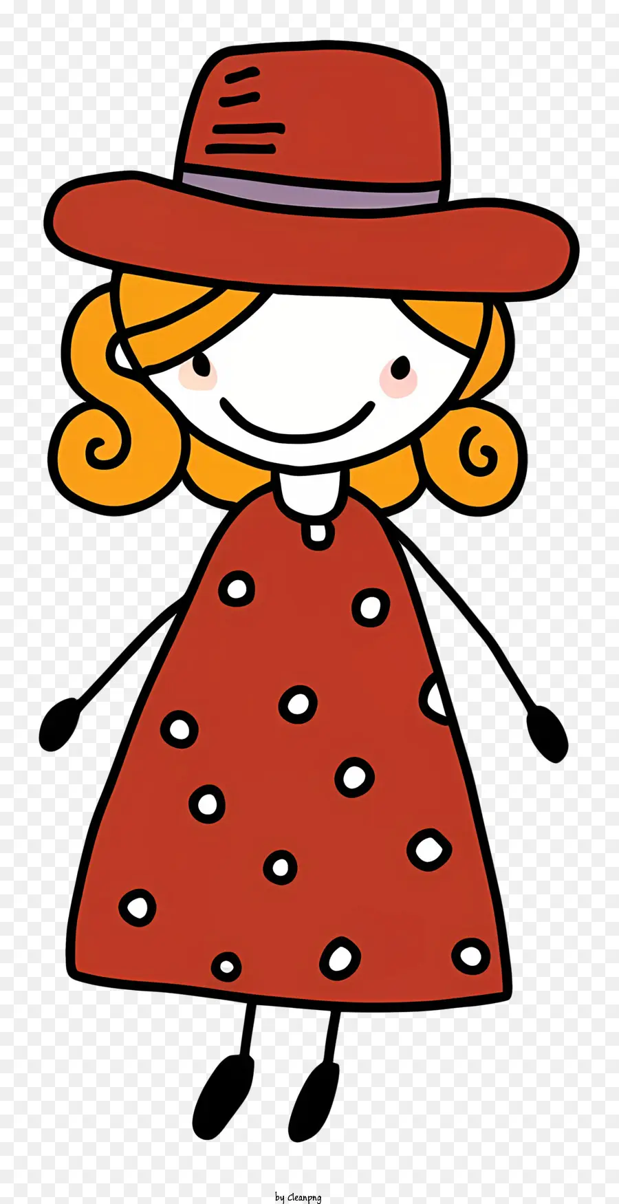 Kartun Gadis，Gaun Merah PNG