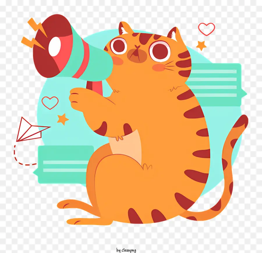 Kartun Kucing，Megafon PNG