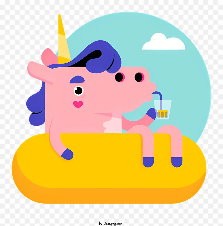 Unicorn，Unicorn Dengan Minuman PNG