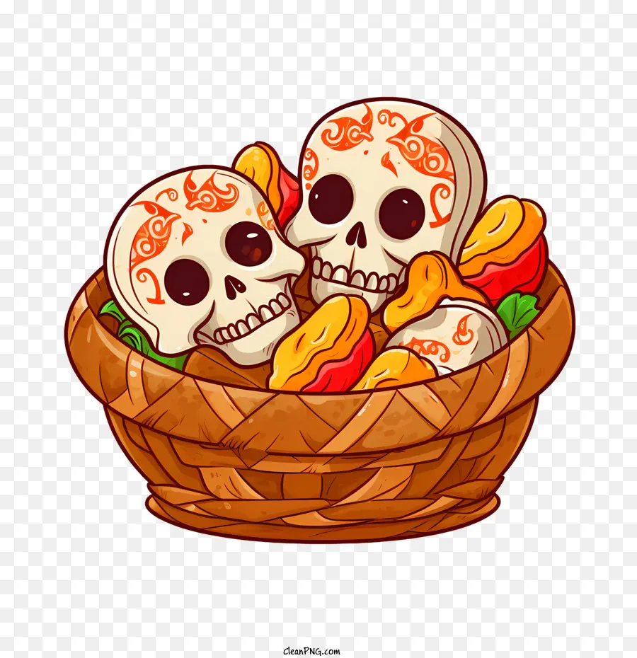 Pan De Muerto，Tengkorak Yang Dihiasi PNG