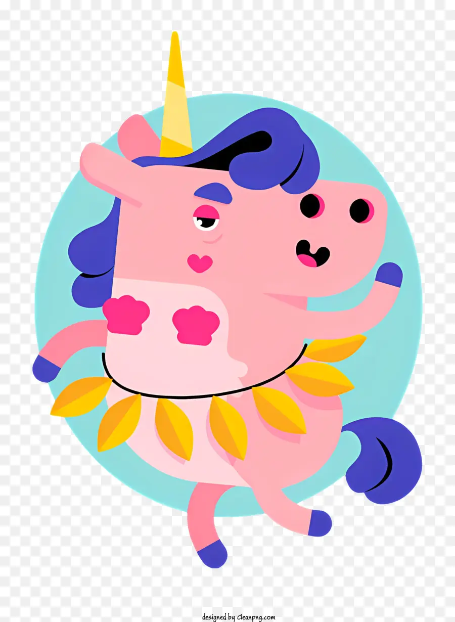 Kartun Pink Unicorn，Blue Mane And Tail PNG