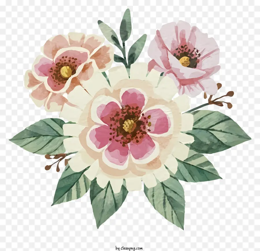 Mawar Merah Muda，Bunga Buket PNG