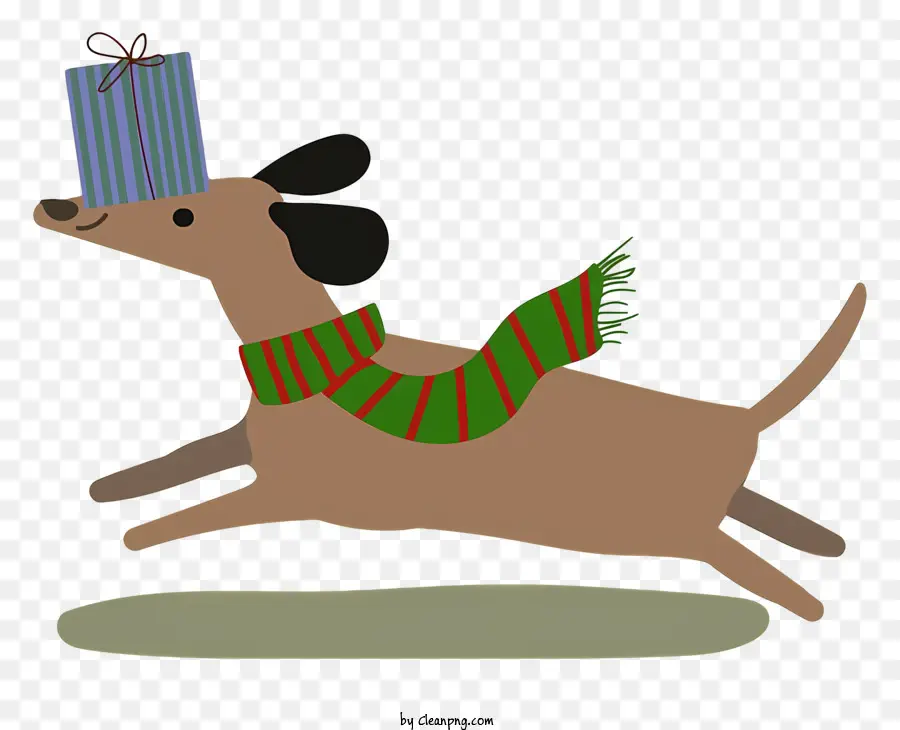 Kartun Anjing，Topi Santa PNG