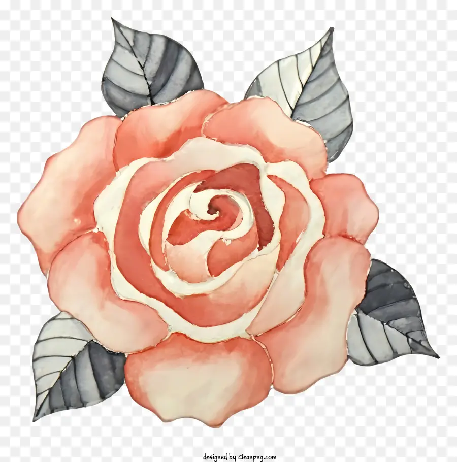 Pink Rose，Lukisan Cat Air PNG