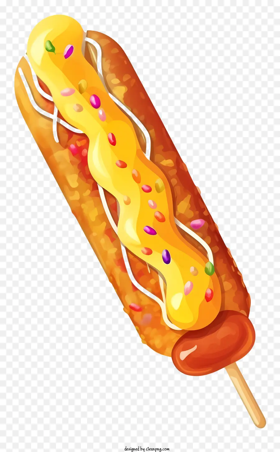 Hot Dog Pada Tongkat，Mustard Kuning PNG
