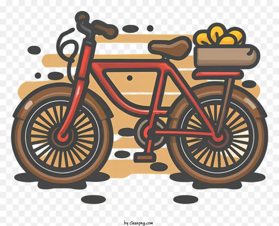 Sepeda Merah，Keranjang Dengan Apel PNG