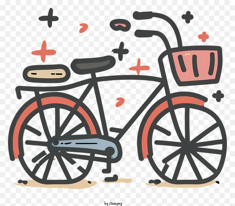 Kartun Sepeda，Sepeda Dengan Keranjang PNG