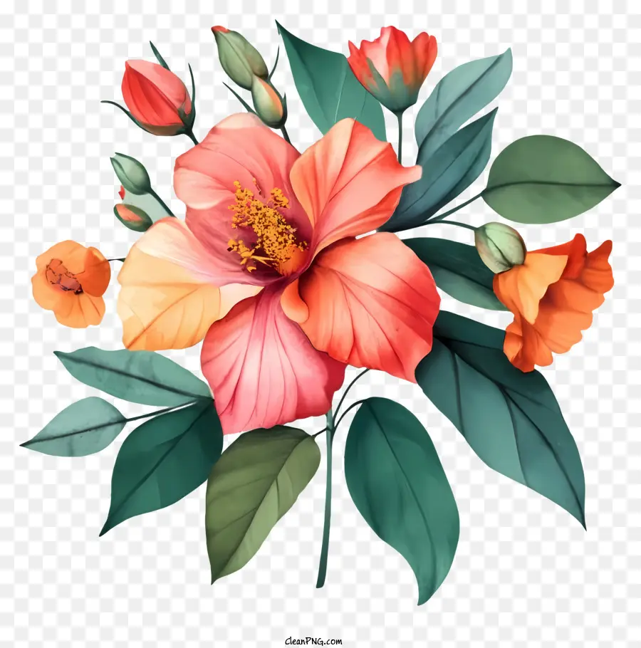 Bunga Kembang Sepatu，Kelopak Merah Muda PNG