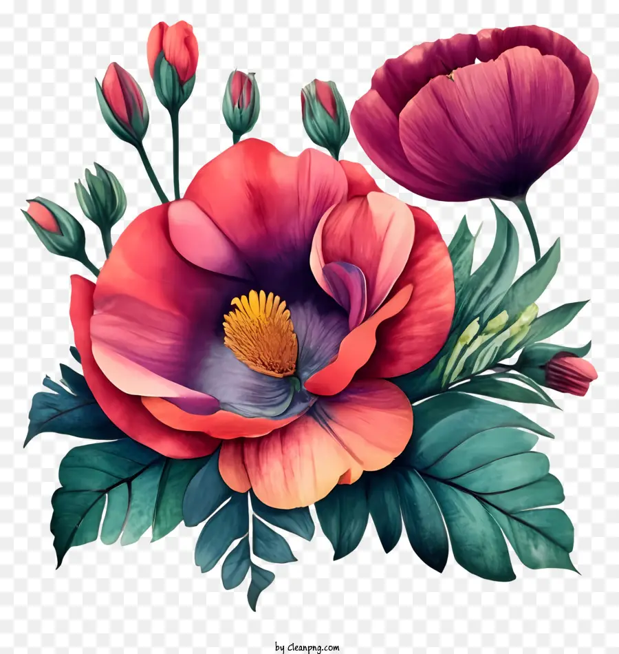 Karangan Bunga，Bunga Poppy Merah PNG