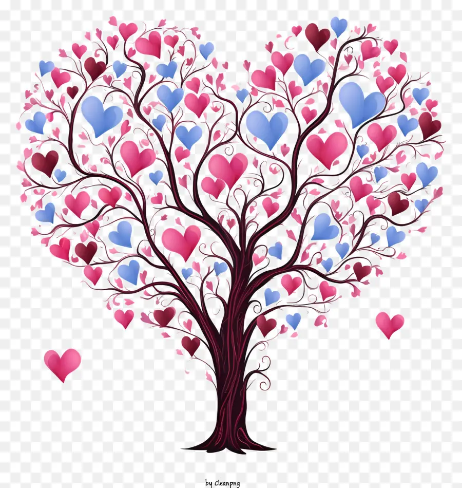 Pohon Dengan Hati，Heartshaped Daun PNG