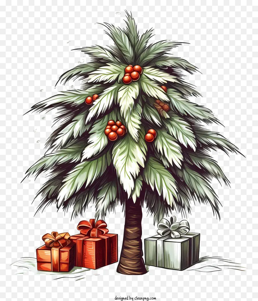 Pohon Natal Dekorasi，Buah Merah PNG
