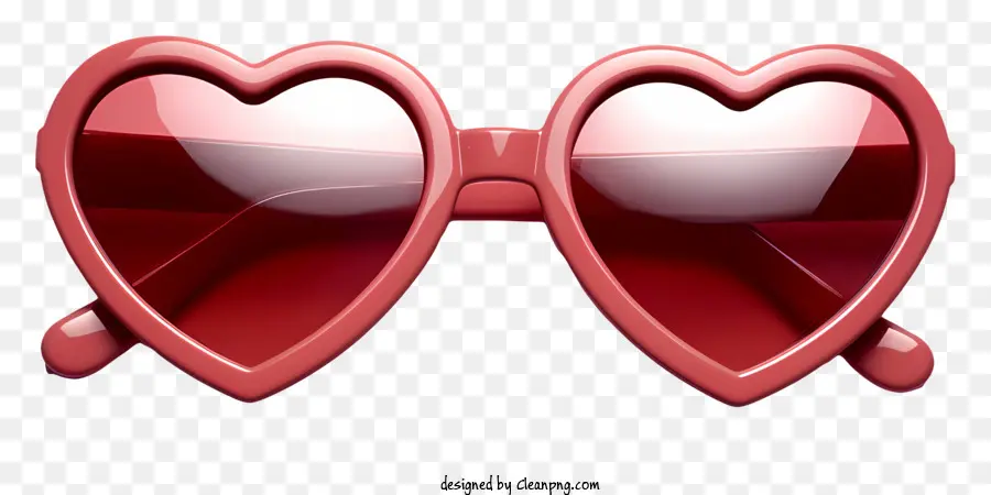 Kacamata Hitam Berbentuk Hati，Lensa Merah Muda PNG