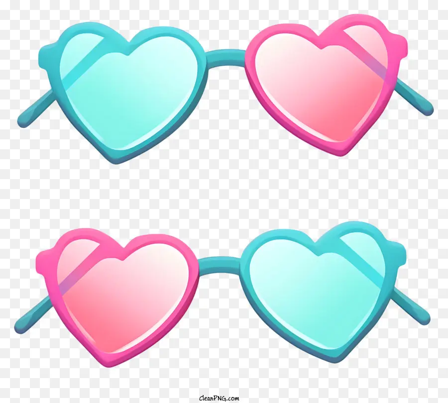 Kacamata Hitam Berbentuk Hati，Kacamata Hitam Merah Muda Dan Biru PNG