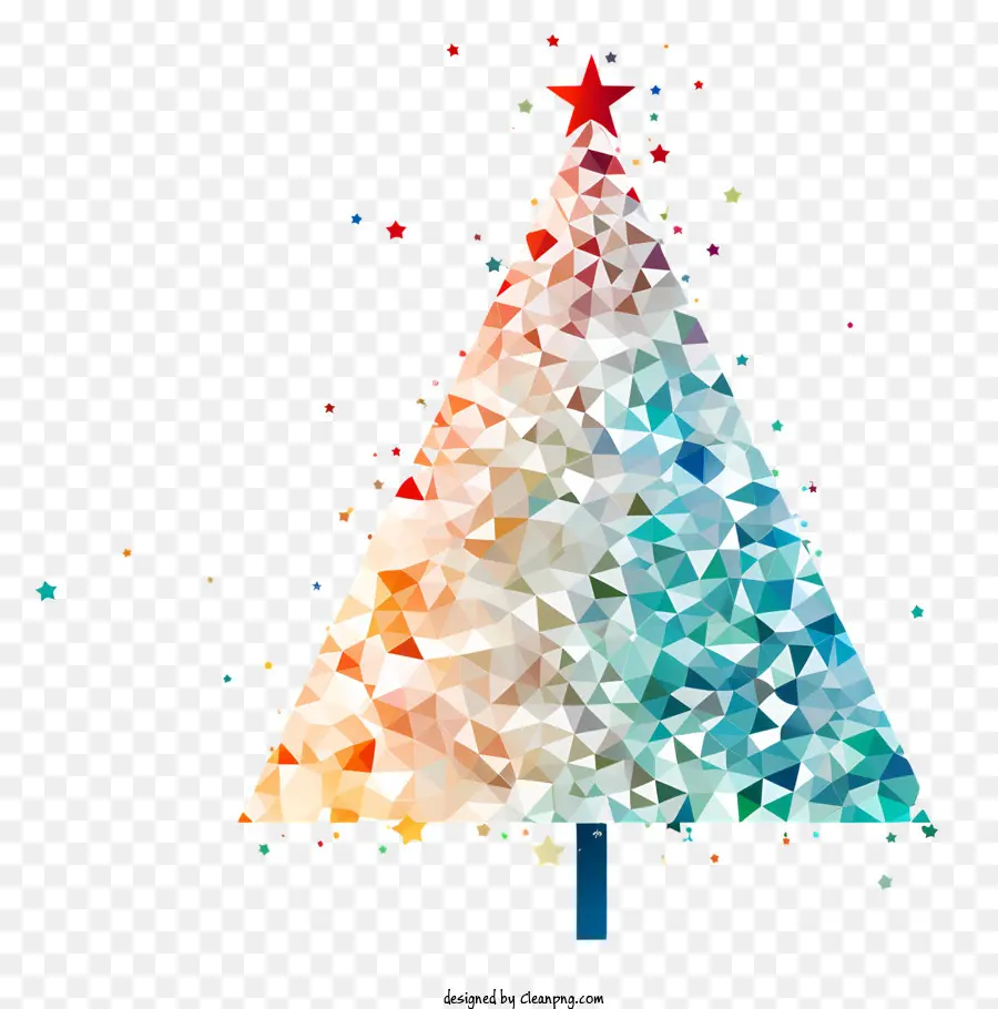 Pohon Natal Bergaya，Motif Liburan Berwarna Warni PNG
