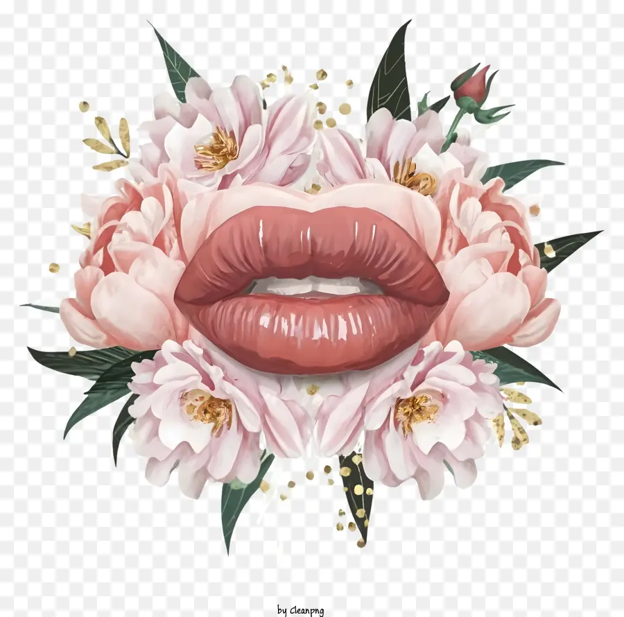 Bunga Merah Muda Dan Putih，Bibir PNG