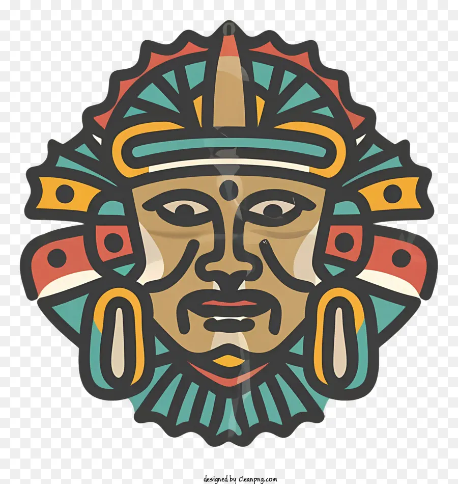 Hiasan Kepala，Topeng Aztec PNG