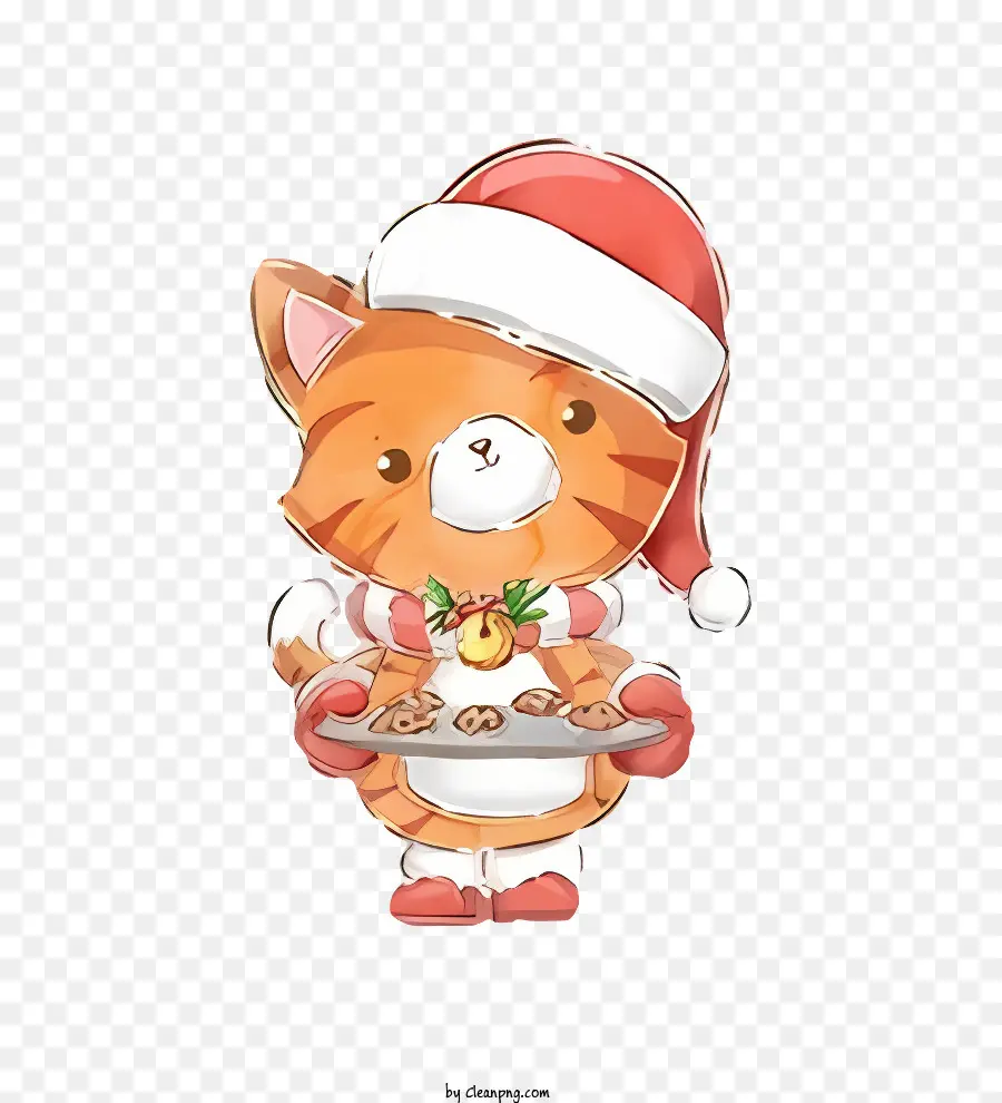 Kucing Kartun，Kucing Dengan Topi Santa PNG