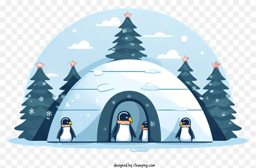 Igloo Salju，Penguin Dan Igloo PNG