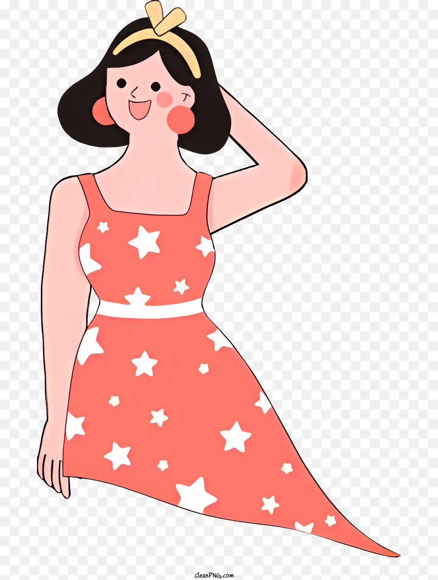 Karakter Kartun，Gaun Merah Muda PNG