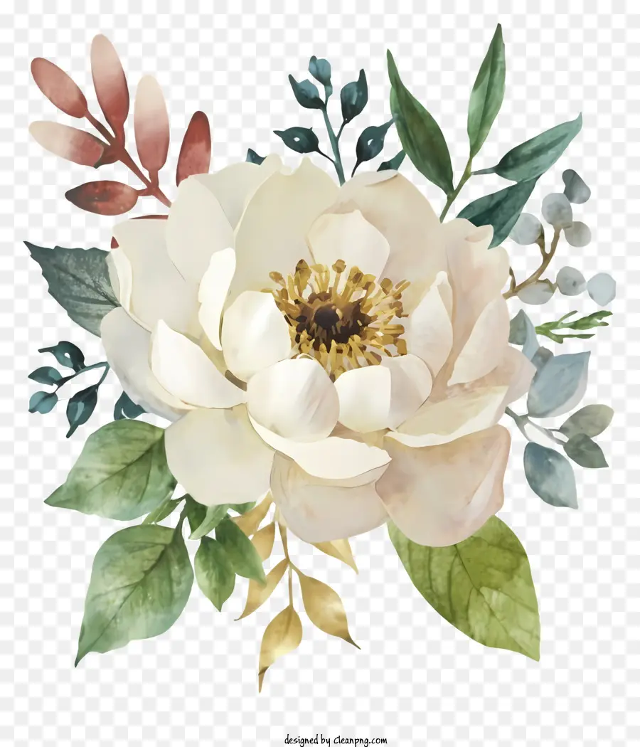 Bunga Putih，Hijau Daun PNG