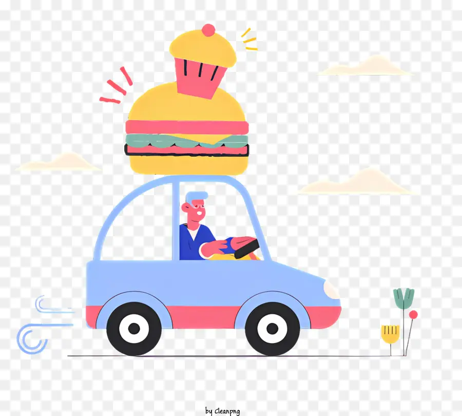 Mobil Hamburger Raksasa，Mobil Kartun PNG