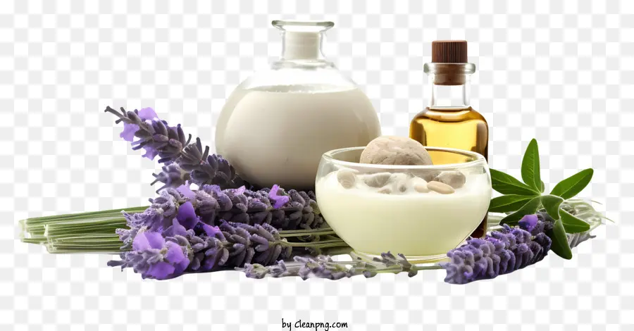 Susu Kedelai，Lavender Dan Botol PNG