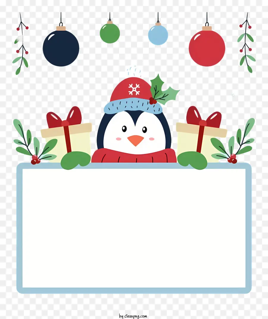 Penguin Kartun，Penguin Dengan Hadiah PNG